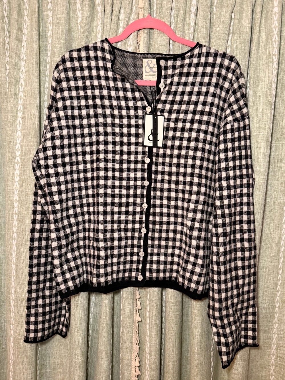 NWT Black and White Gingham Cardigan
